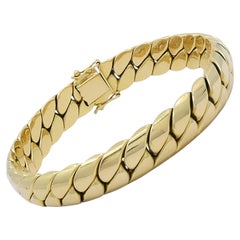 Vintage French 18k Gold Woven Curb Link Bracelet