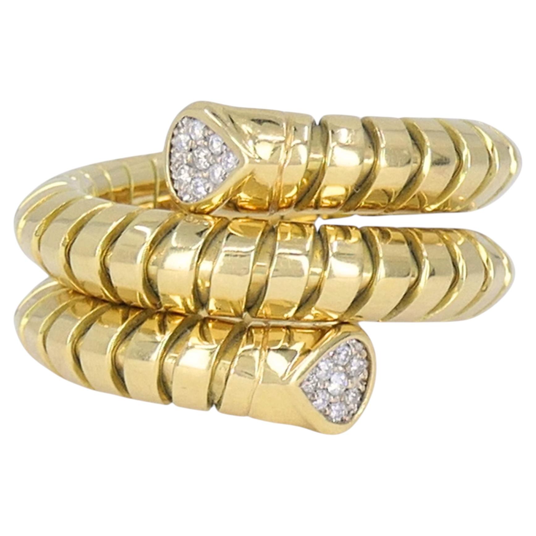 Pre-owned Marina B Vintage  18k Gold Diamond Tubogas Ring Circa 1980s In Multiple