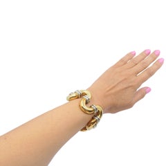 Vintage-Armband aus 18-karätigem Gold mit skulpturalen Gliedern, breit, zweifarbig