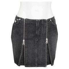 Jean Paul Gaultier – Schwarzer Denim-Minirock in Bleistiftform mit Reißverschluss vorne, Größe 36