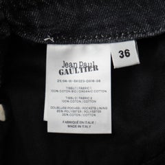 Jean Paul Gaultier – Schwarzer Denim-Minirock in Bleistiftform mit Reißverschluss vorne, Größe 36
