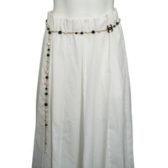 Chanel Vintage Pearl Black Bead CC Logo Chain Belt 49.5" Made in Italy