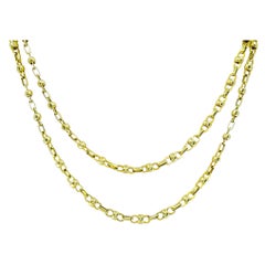 Vintage 14k Gold Alternating Link Chain Necklace, West Germany