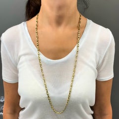 Vintage 14k Gold Alternating Link Chain Necklace, West Germany
