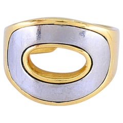 Vintage Hermès Silverium 18k Gold Sculptural Open-Cuff Ring, 1970s