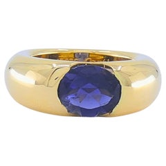 Vintage Cartier Ellipse 18k Gold Iolite Ring, 1993
