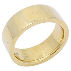 Vintage 14k Gold Wide Cigar Band Ring, 8mm Wedding Band