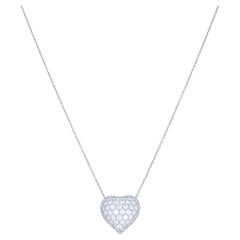 Cartier Pave Diamond Platinum Heart Pendant Necklace