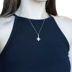 Cartier 18k Gold Diamond Cross Pendant Necklace with Certificate