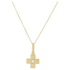 Cartier 18k Gold Diamond Cross Pendant Necklace with Certificate