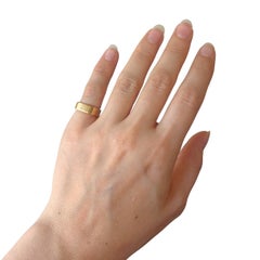 Vintage Cartier 18k Yellow Gold Wide Band Ring with Engraved Monogram