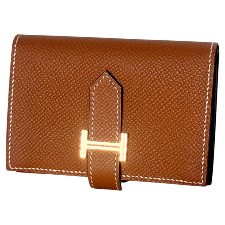 Hermès Béarn Compact Wallet Gold Epsom Leather Gold Hardware
