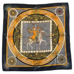 Hermès Feux d’Artifice Silk Scarf by Michel Duchêne 1987 90cm Black Gold Gray