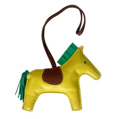 Hermès Rodeo Horse Bag Charm Yellow Green Brown Leather PM