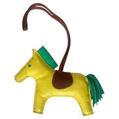 Hermès Rodeo Horse Bag Charm Yellow Green Brown Leather PM