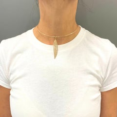 14k Gold Diamond Leaf Pendant 14k Gold Collar Necklace