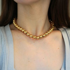 Vintage 14k Gold Ball Bead Collar Necklace Circa 1990s