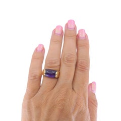 Vintage Bvlgari Tronchetto 18k Gold Amethyst Ring, Size 6.5