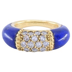 Van Cleef & Arpels Philippine 18k Gold Lapis Lazuli Diamond Ring, 1968