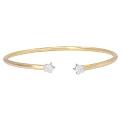 TOUS 18k Yellow Gold Diamond Open Cuff Bracelet