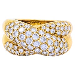Cartier Colisée 18k Gold Pavé Diamond Crossover Ring, 1995