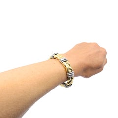 Vintage Bvlgari 18k Yellow Gold Sterling Silver Braided Cuff Bracelet Bulgari