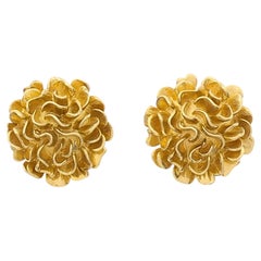 Vintage Kutchinsky 18k Gold Floral Cluster Clip-On Earrings, London