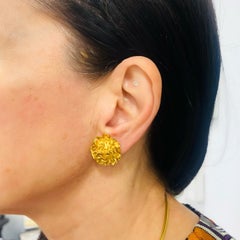 Vintage Kutchinsky 18k Gold Floral Cluster Clip-On Earrings, London