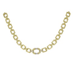 Vintage Cartier 18k Gold Diamond Square Link Collar Necklace