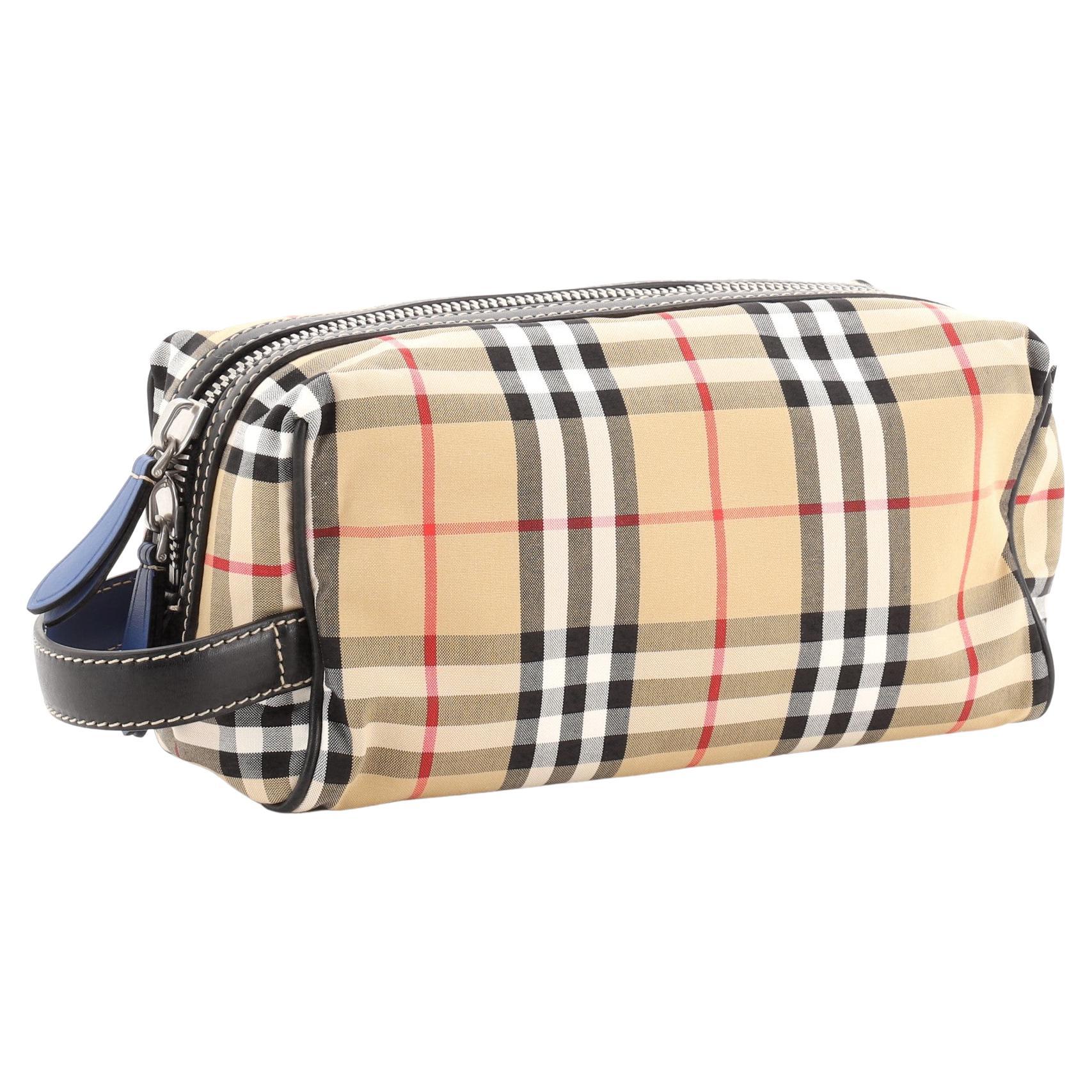 Burberry Cosmetic Pouch Vintage Check Canvas Brown