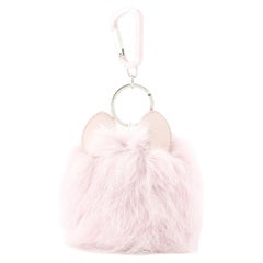 Christian Dior Cookie Bag Charm Leather and Fur Pink