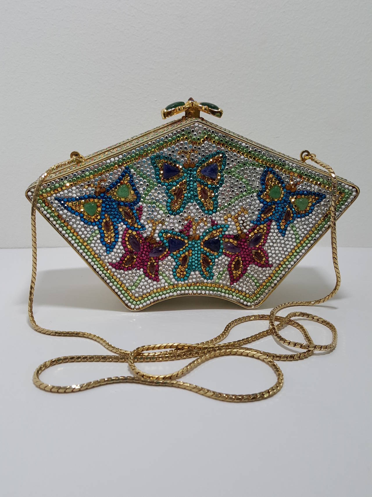 Women's Lovely Judith Leiber Swarovski Crystal Butterfly  Minaudiere Evening Bag