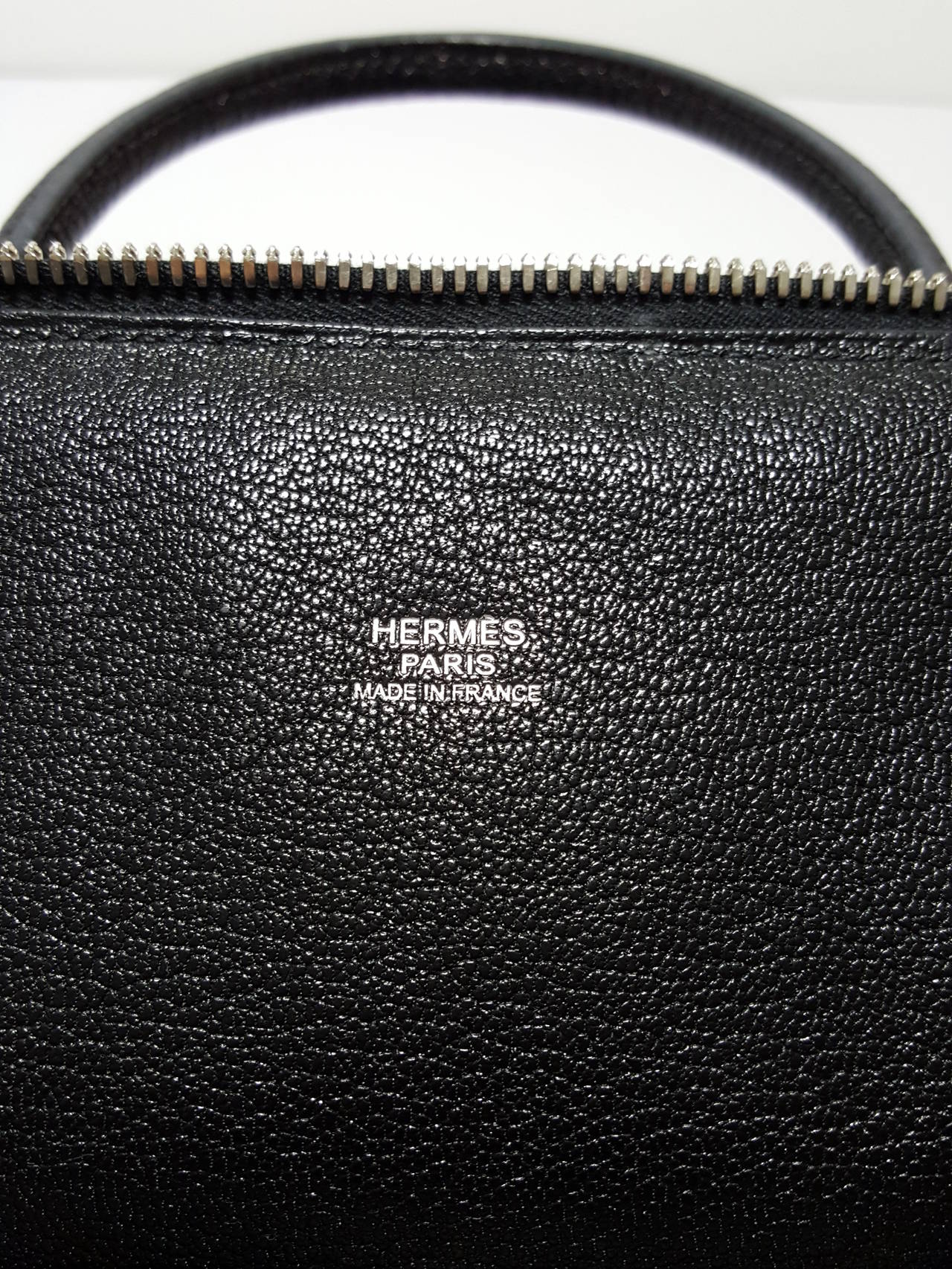 HERMES Bolide 31 in Gorgeous Black Chevre (Goat Skin) With Silver Hardware 2