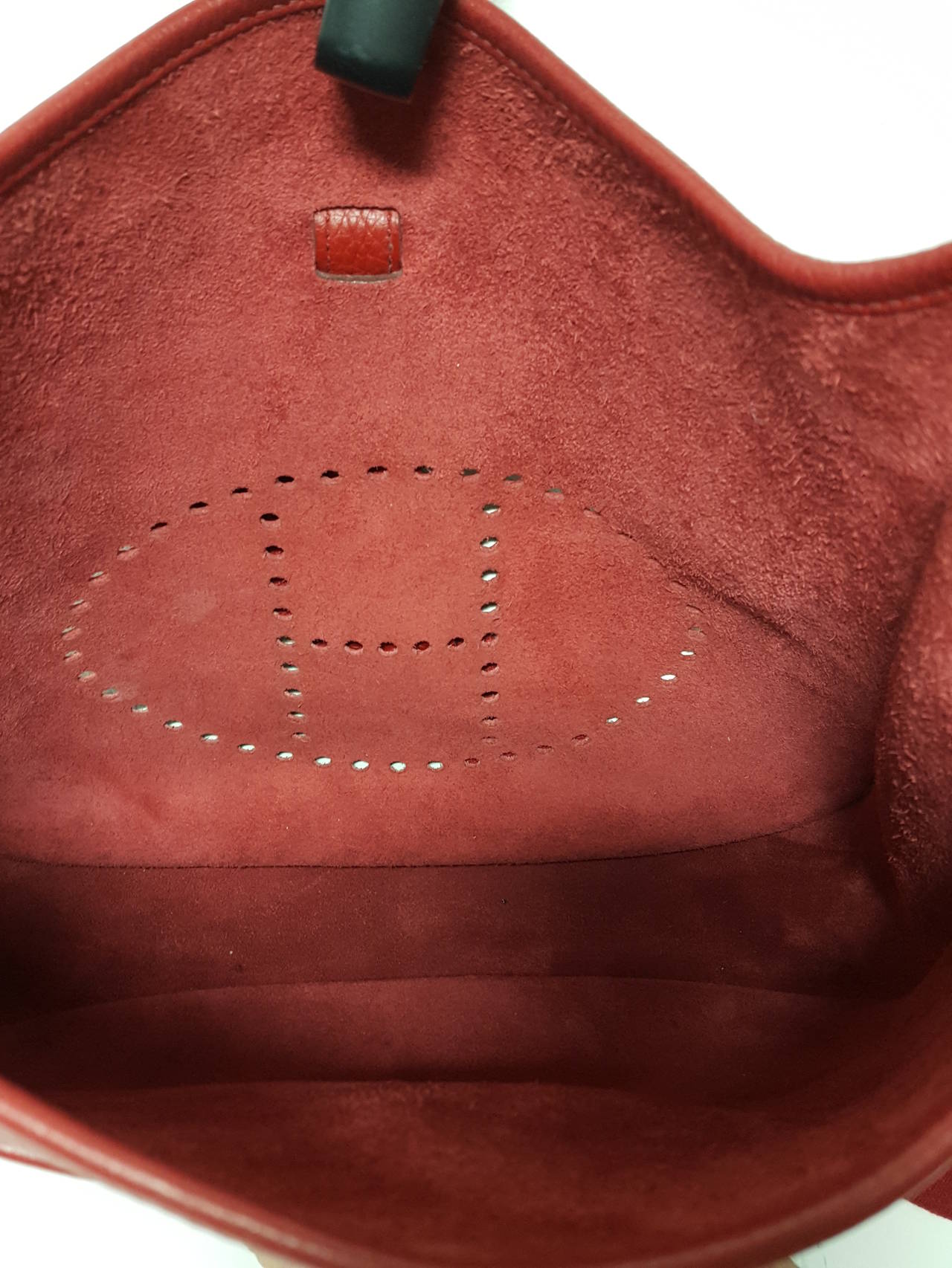 Gorgeous Rouge Hermes Evelyn II GM shoulder bag with leather tassel. 1