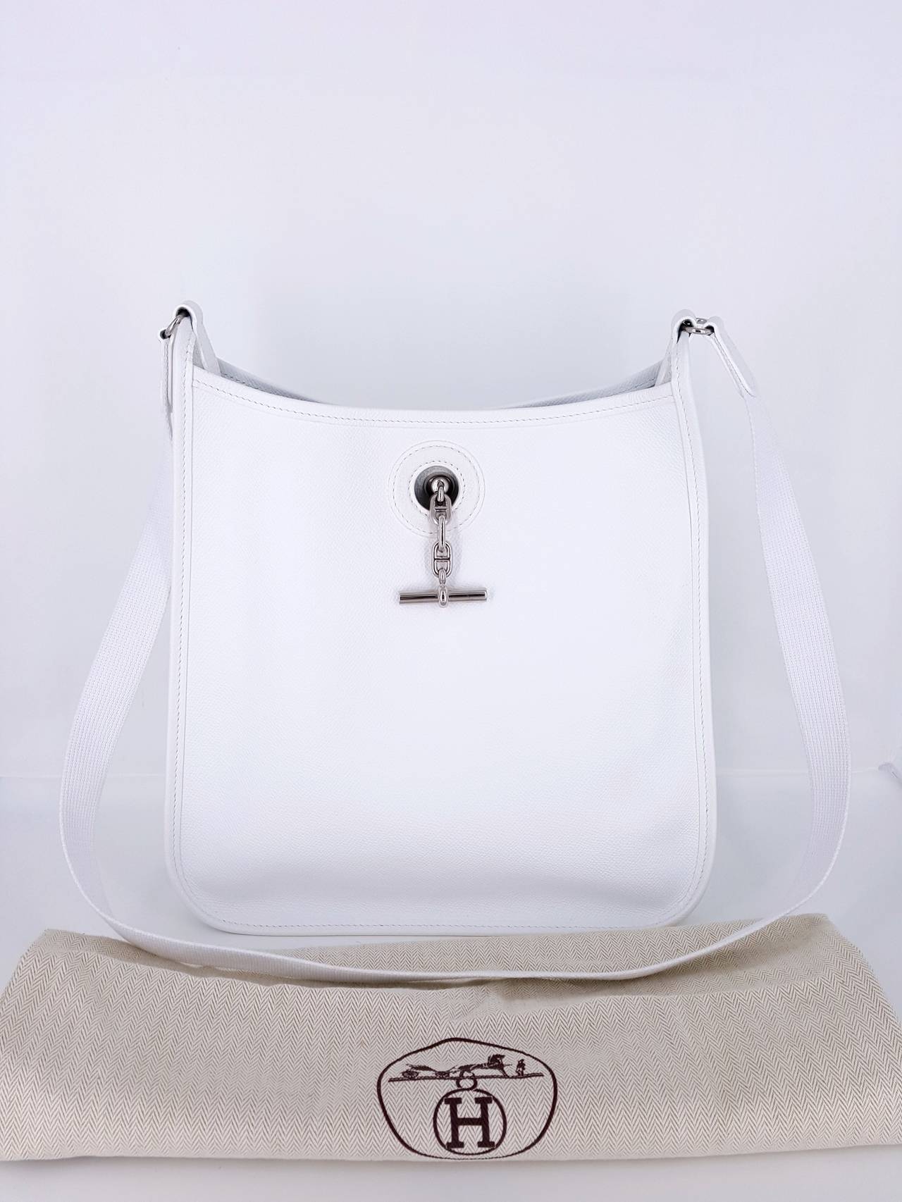 HERMES Gorgeous White Vespa In White With Silver Hardware (Retired) 4