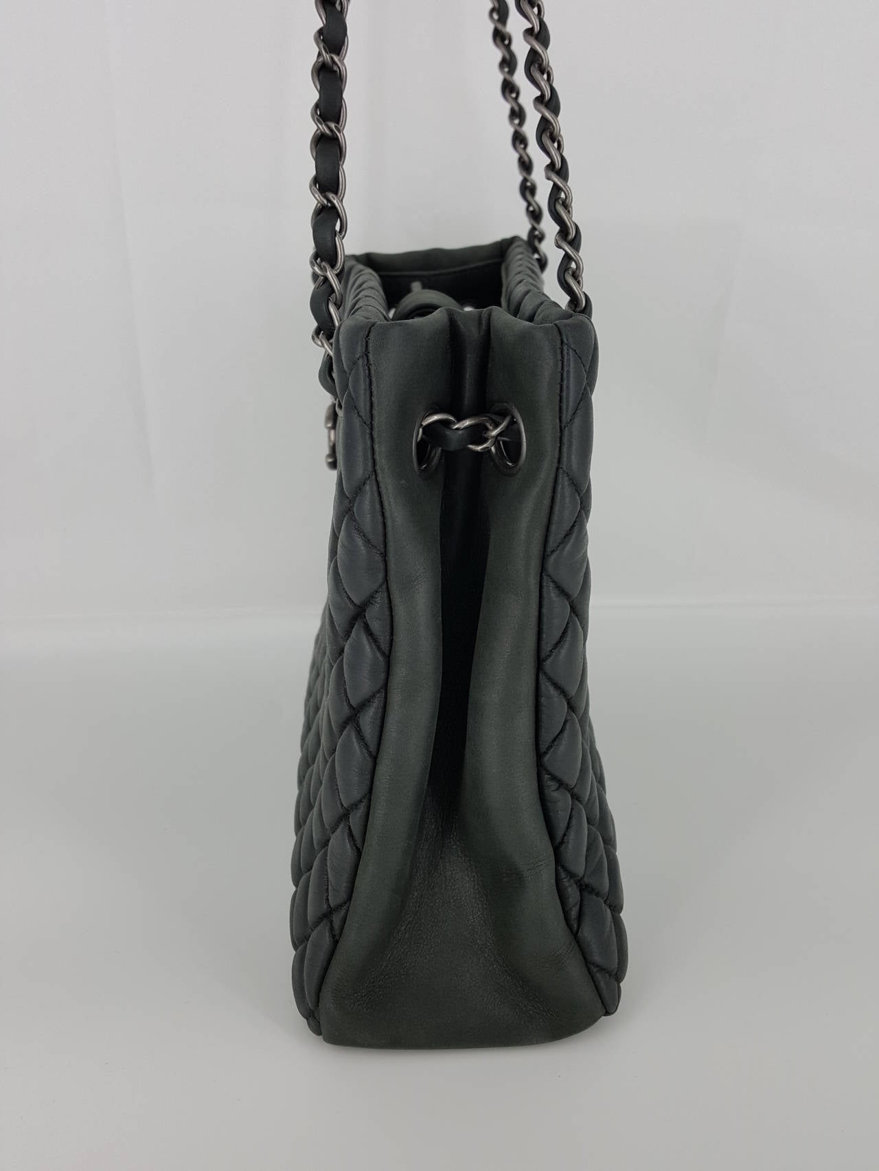 Black CHANEL Limited Edition Petite Shopper In Dark Charcoal .