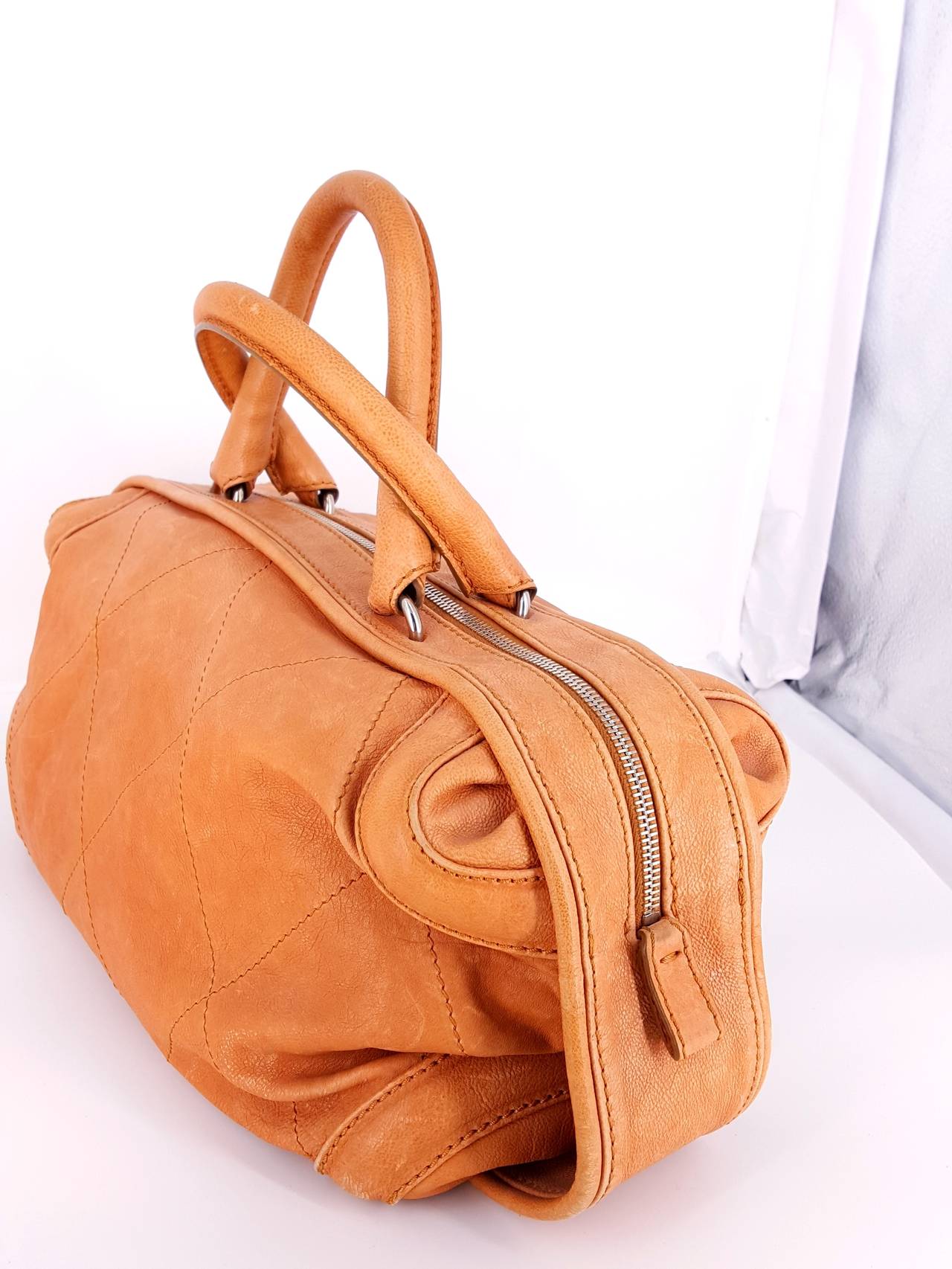 CHANEL Satchel In Salmon Distressed Leather With Silver Hardware