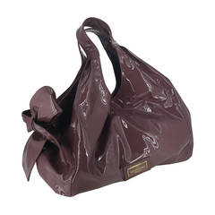 Gorgeous Large Plum Patent Leather Valentino Nuage Bow Shoulder Bag.