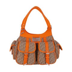 Dior fun "Diorissimo" Shoulder Bag In Orange And Dior Logo Fabric.