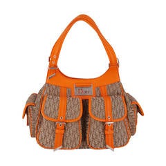 Dior fun "Diorissimo"  Shoulder Bag In Orange And Dior Logo Fabric.