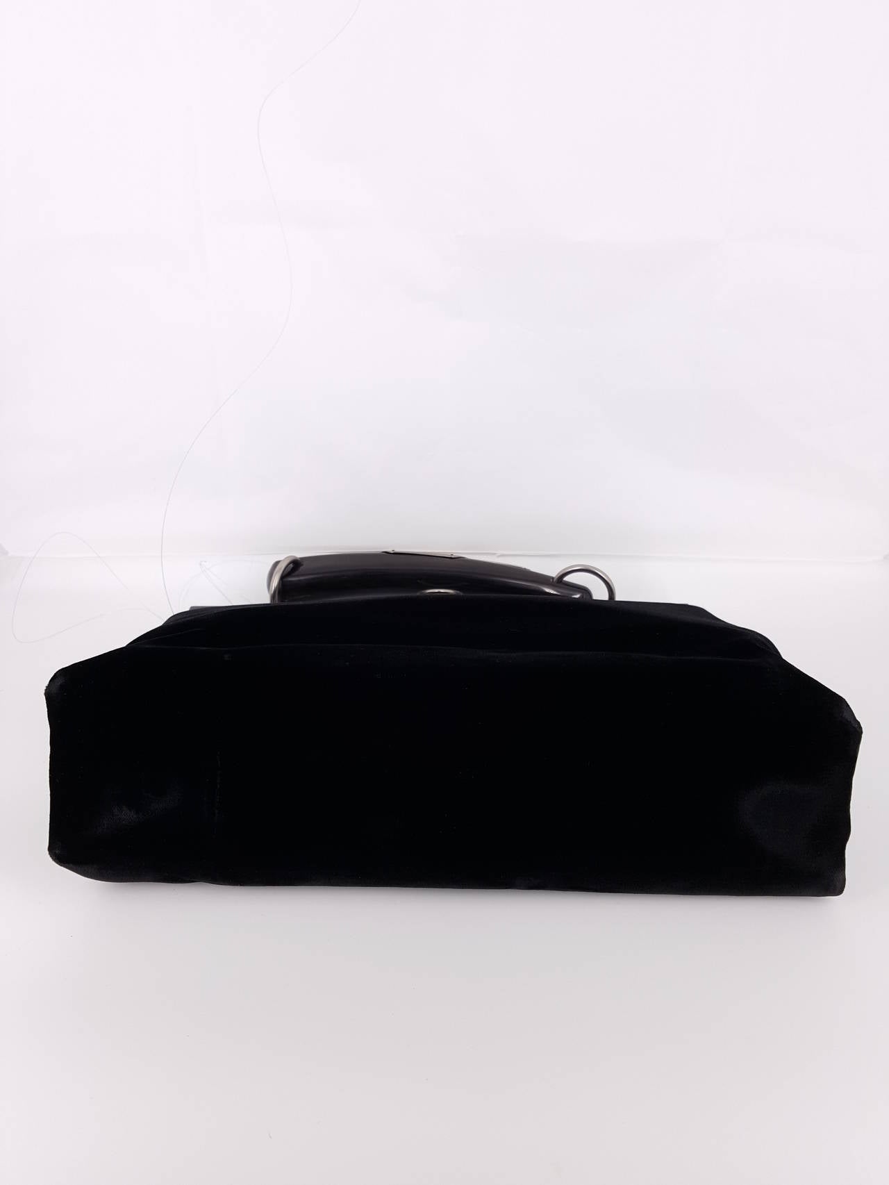 YSL Limited Edition Black Velvet Mombasa Handbag With Lucite Horn Handle. For Sale 3