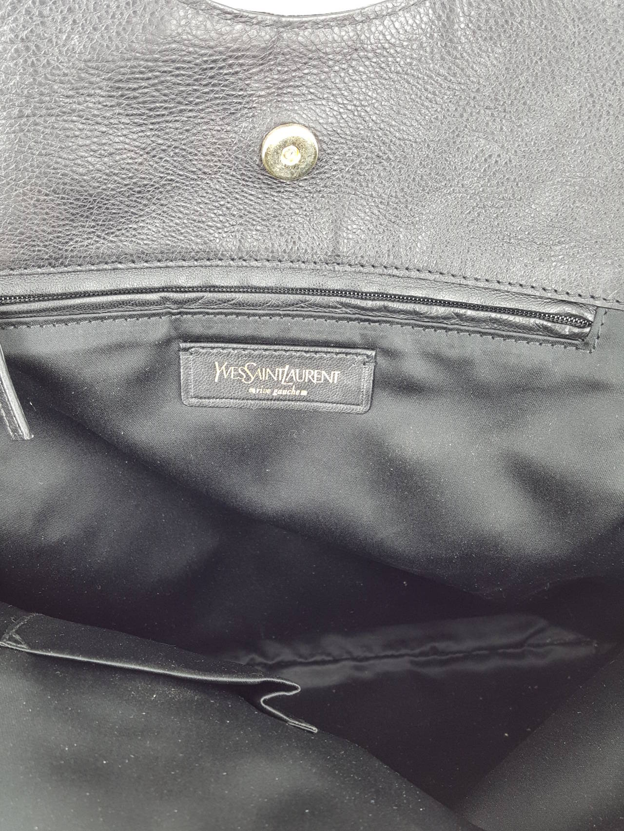 Women's YSL Yves Saint Laurent Black Leather Tribute Bag. For Sale