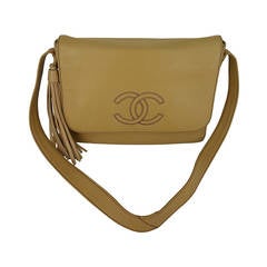 Vintage Beige Chanel Messenger Bag with long tassel