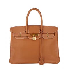 HERMES Birkin 35 in Golden With Gold Hardware.