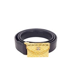 Rare Black Leather Chanel Belt With The Classic 2.55 Buckle From 1999.