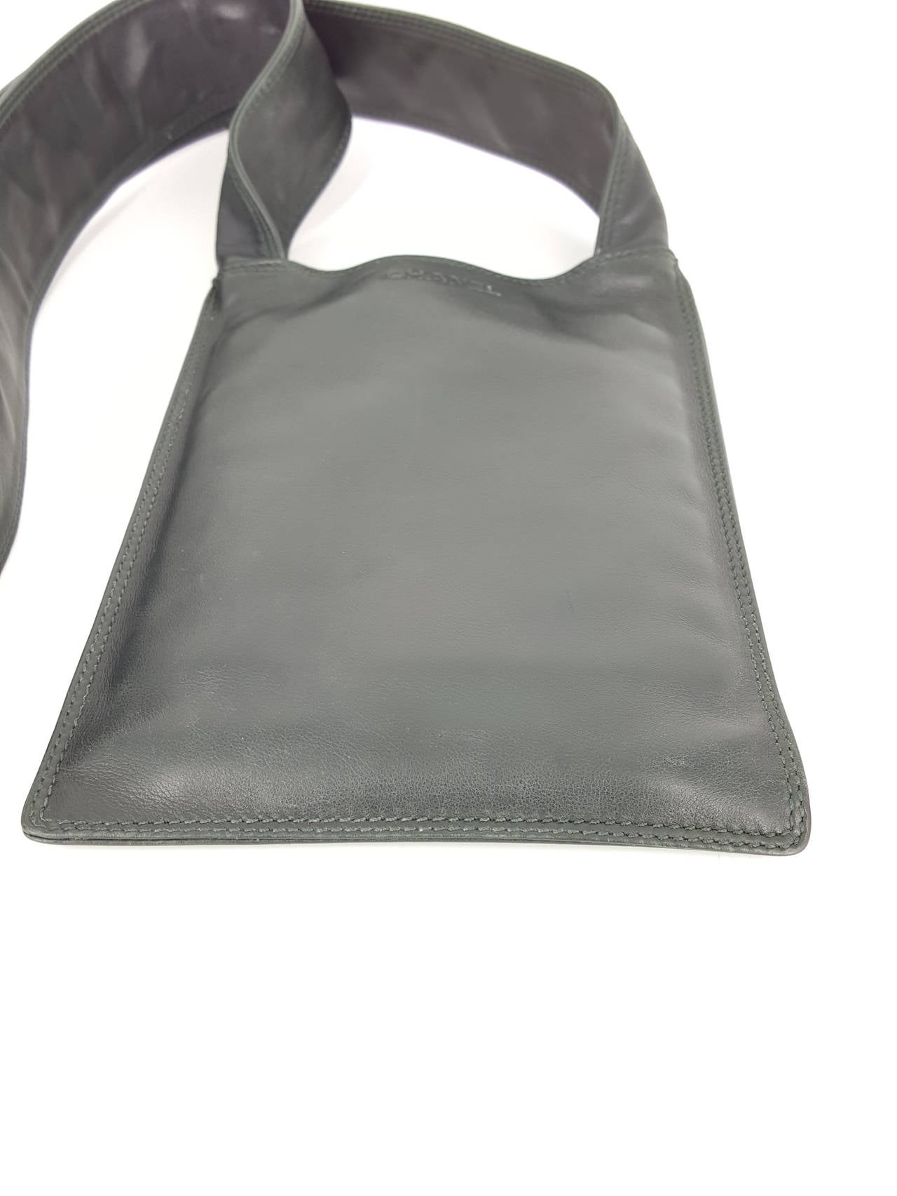 Vintage Chanel Dark Forest Green Leather Crossbody Bag. at 1stDibs