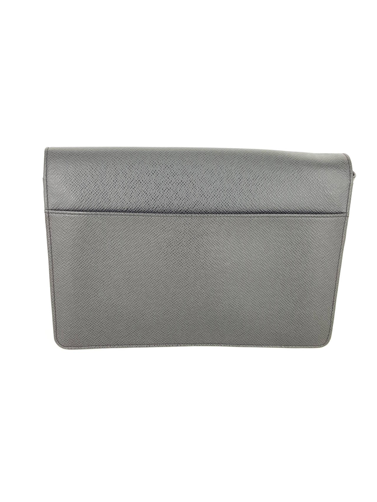 Louis Vuitton Pochette Selenga in Black Naxos Leather & Brushed Silver Hdw.