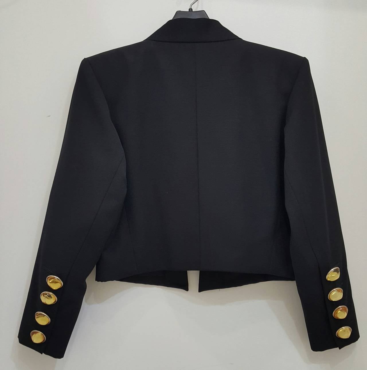 Vintage YSL Tuxedo Bolero Jacket From The Rive Gauche Collection.  Size 46 In Excellent Condition In Delray Beach, FL