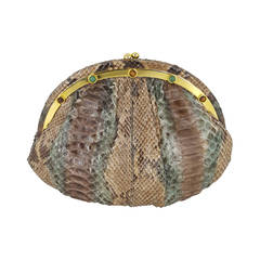 Judith Leiber Brown Python Clutch/Shoulder bag