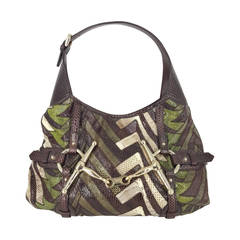 GUCCI Python 85th Anniversary Hobo Bag in Brown, Green and Beige skin.